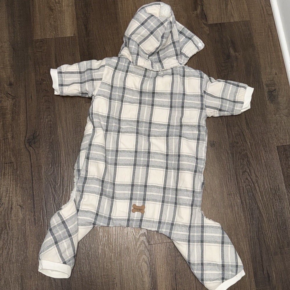 Koolaburra Plaid Dog Onesie - Gray and Cream
